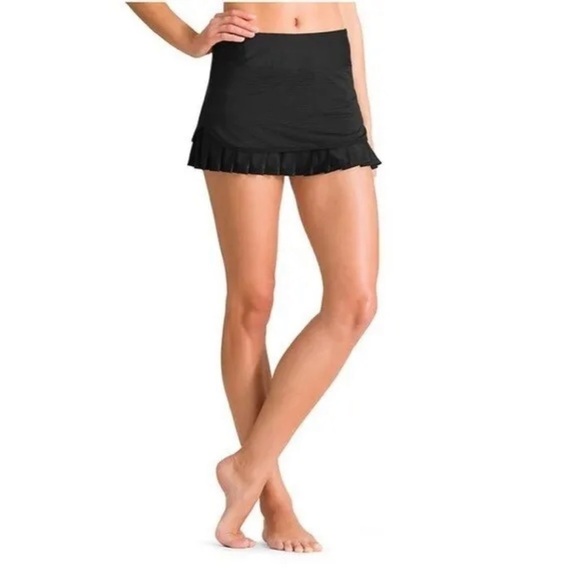 Athleta GOOD MATCH Skort Skirt Tennis Pinstripe Pleats Black Womens M - Picture 1 of 10